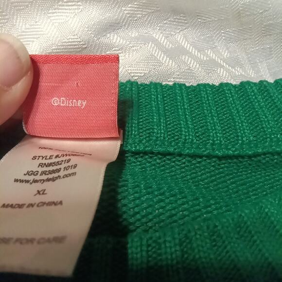 Disney Mickey Mouse Santa Sweater Top Christmas Holiday Green Red White Size XL - Picture 4 of 7